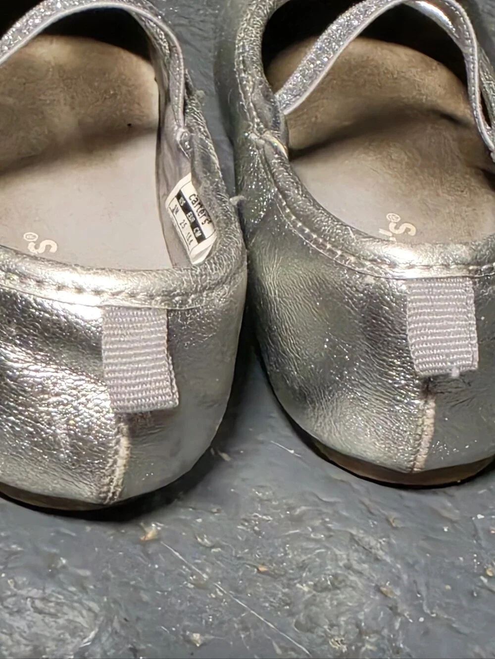 Carter's toddler silver metallic ballet flat shoes Girls 9 - 2024